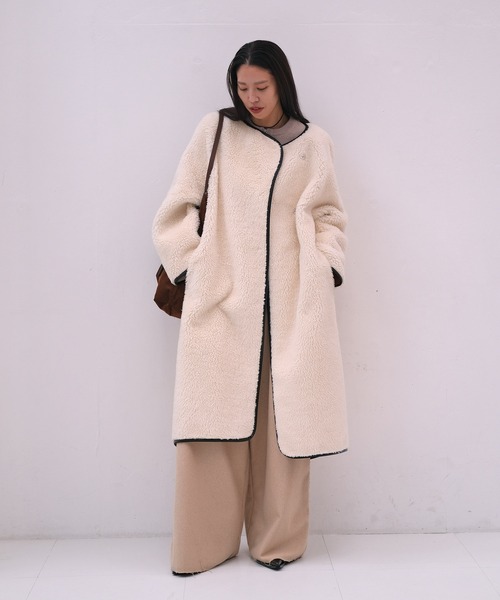 ロングボアコート（ノーカラーコート）｜AKTE（アクテ）のファッション