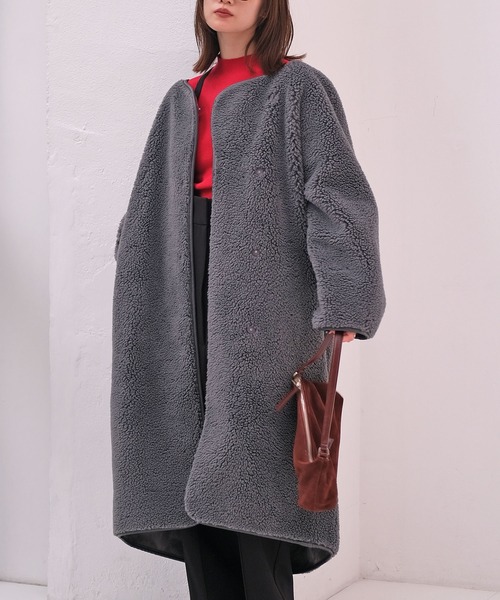 ロングボアコート（ノーカラーコート）｜AKTE（アクテ）のファッション