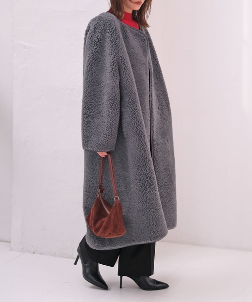 セール】ロングボアコート（ノーカラーコート）｜AKTE（アクテ）の