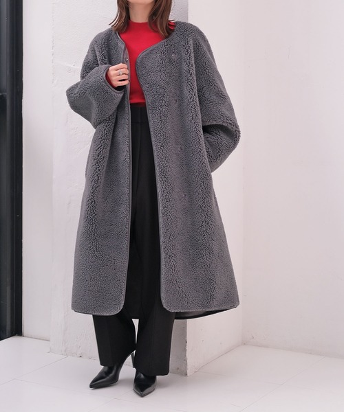 ロングボアコート（ノーカラーコート）｜AKTE（アクテ）のファッション
