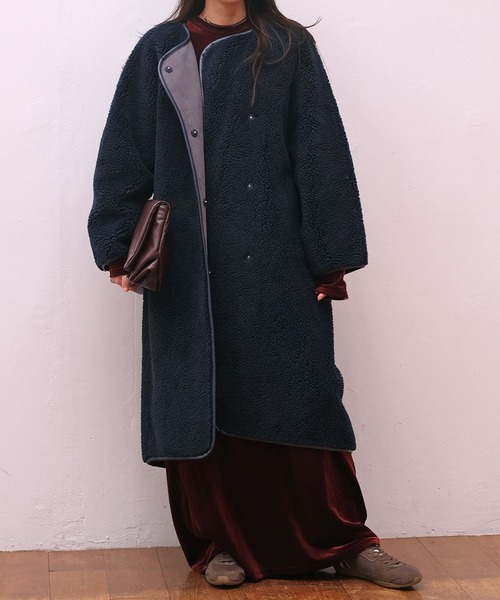 ロングボアコート（ノーカラーコート）｜AKTE（アクテ）のファッション