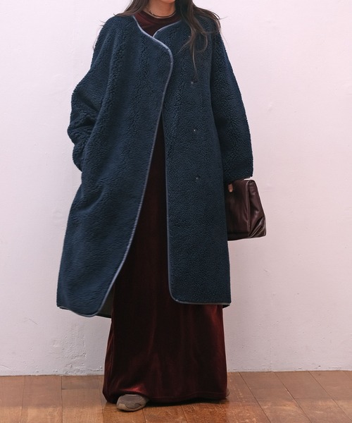 ロングボアコート（ノーカラーコート）｜AKTE（アクテ）のファッション