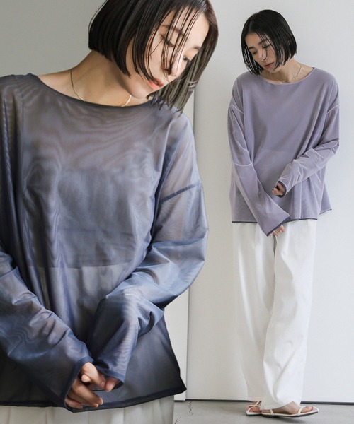 select MOCA(セレクトモカ)の「リバーシブルシアートップス(Tシャツ/カットソー・レディース・アイボリー/ブラック/ブルーグレー・FREE)」の3枚目の写真