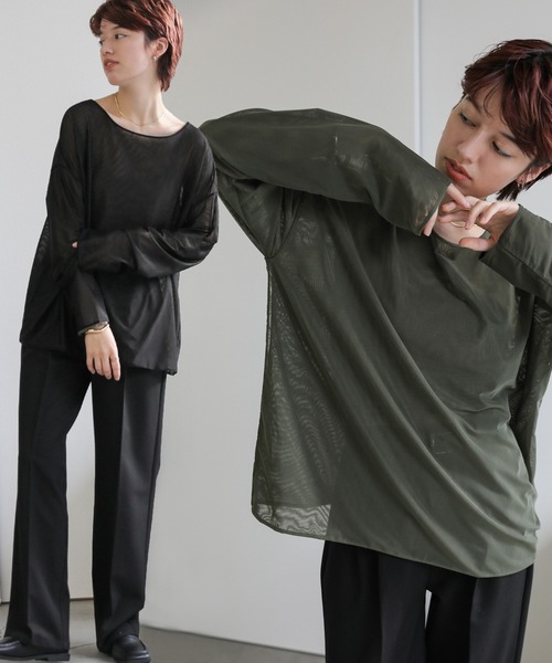 select MOCA(セレクトモカ)の「リバーシブルシアートップス(Tシャツ/カットソー・レディース・アイボリー/ブラック/ブルーグレー・FREE)」の2枚目の写真