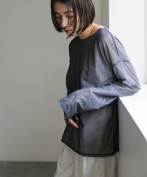 select MOCA(セレクトモカ)の「リバーシブルシアートップス(Tシャツ/カットソー・レディース・アイボリー/ブラック/ブルーグレー・FREE)」の21枚目の写真