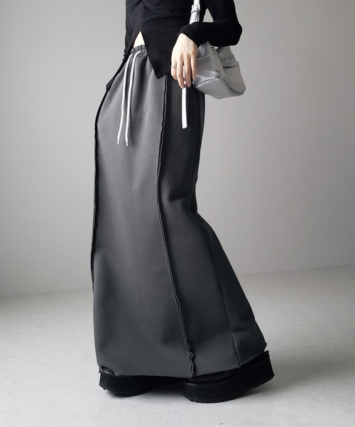 裏起毛 】バックスリット切替スウェットロングスカート（スカート