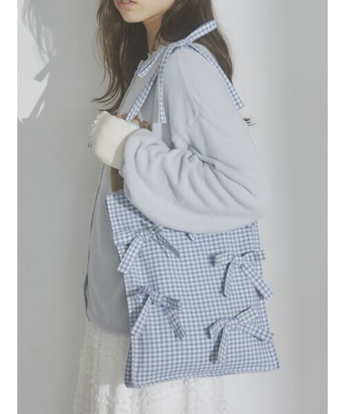 merry jenny（メリージェニー）の「ribbonギンガムトートBag（トートバッグ・レディース・ブラック/ベージュ/ブルー・FREE）」の9枚目の写真