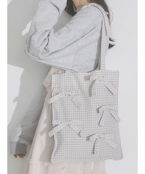 merry jenny（メリージェニー）の「ribbonギンガムトートBag（トートバッグ・レディース・ブラック/ベージュ/ブルー・FREE）」の14枚目の写真