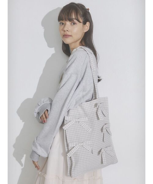 merry jenny（メリージェニー）の「ribbonギンガムトートBag（トートバッグ・レディース・ブラック/ベージュ/ブルー・FREE）」の15枚目の写真