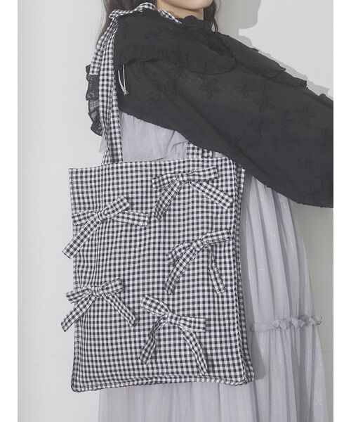 merry jenny（メリージェニー）の「ribbonギンガムトートBag（トートバッグ・レディース・ブラック/ベージュ/ブルー・FREE）」の19枚目の写真