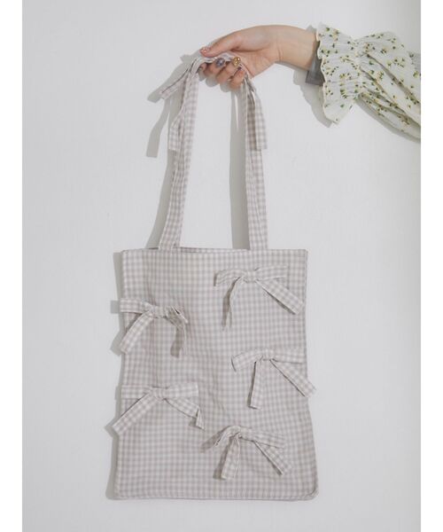 merry jenny（メリージェニー）の「ribbonギンガムトートBag（トートバッグ・レディース・ブラック/ベージュ/ブルー・FREE）」の22枚目の写真