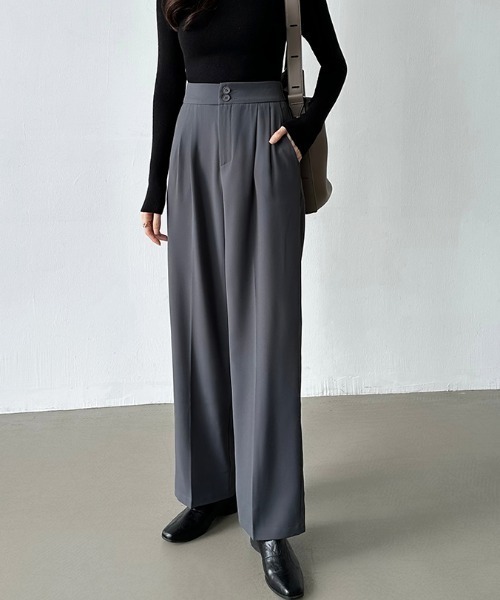 COCOMOMO（ココモモ）の「オンもオフもキレイみせ タックパンツ バックゴム セミワイド スラックス パンツ オフィス オケージョン（スラックス・レディース・ブラック/グリーン/ダークグレー/ピンク/イエロー/ベージュ/ブラウン・M/L/XL/S）」の22枚目の写真