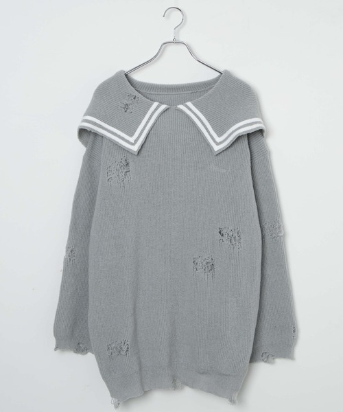 Whinny（ホワイニー）の「Whinny/ぼろりんちょマリン（ニット/セーター・レディース・ブラック/ホワイト/グレー・FREE）」の10枚目の写真