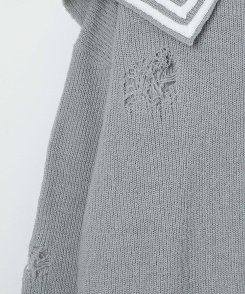 Whinny（ホワイニー）の「Whinny/ぼろりんちょマリン（ニット/セーター・レディース・ブラック/ホワイト/グレー・FREE）」の14枚目の写真