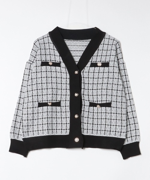 ゴールドボタンツイードカーディガン（カーディガン/ボレロ）｜Silly