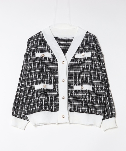 ゴールドボタンツイードカーディガン（カーディガン/ボレロ）｜Silly