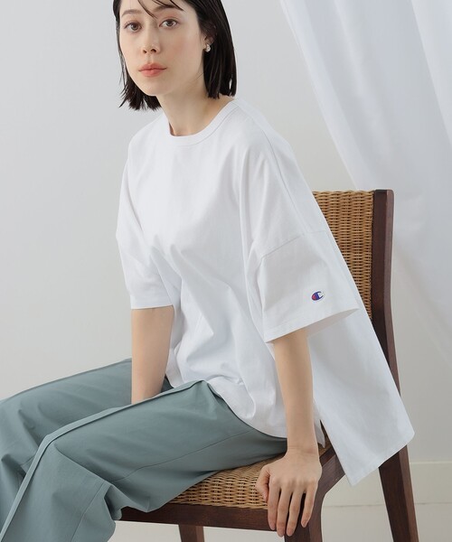 Ray BEAMS（レイビームス）の「Champion × Ray BEAMS / 別注 ショート スリーブ Tシャツ（Tシャツ/カットソー・レディース・ホワイト/ブラック/サックスブルー/クリーム・MEDIUM）」の14枚目の写真