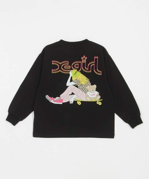 セール】スケボーガール線画 長袖Tシャツ（Tシャツ/カットソー）｜X 