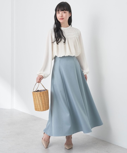 earth music&ecology（アースミュージックアンドエコロジー）の「すきな丈フレアスカート（スカート・レディース・ベージュ/ミント/ネイビー/ピンク・S/M/L）」の6枚目の写真