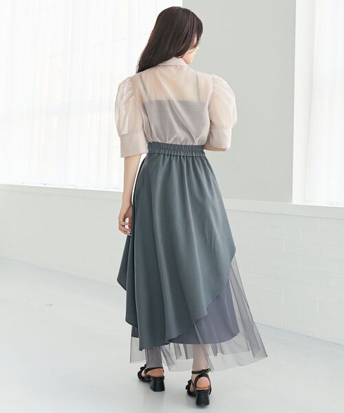 MAJESTIC LEGON(マジェスティックレゴン)の「【WEB限定アイテム】レイヤードアシメチュールスカート(スカート・レディース・ピンクベージュ/グレー/ブラック・SMALL/MEDIUM)」の4枚目の写真
