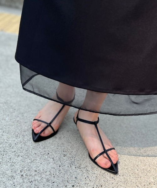 最終価格⭐︎未使用ブレンテッラ 38/25cm 5cm ストラップサンダル 黒 BRENTELLA/ブレンテッラ】Tストラップサンダル JANE（サンダル