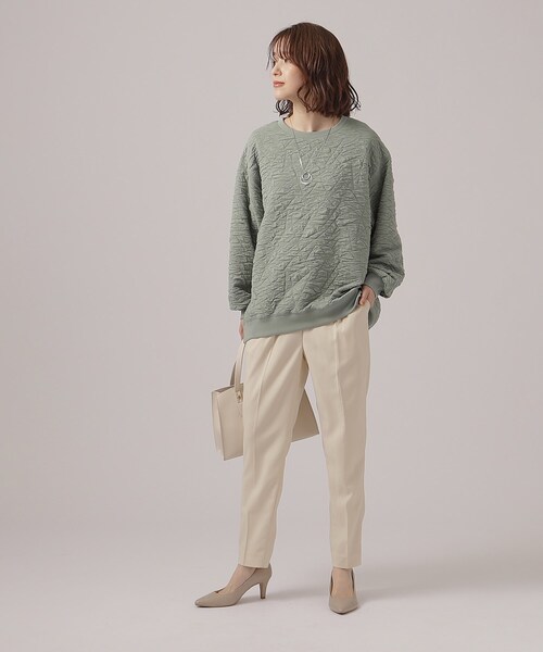 SHOO・LA・RUE（シューラルー）の「◆ぽこぽこルーズジャカードトップス（Tシャツ/カットソー・レディース・ライトブルー/オフホワイト/ネイビー/グリーン・00）」の7枚目の写真