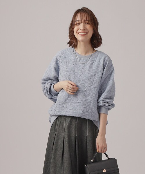 SHOO・LA・RUE（シューラルー）の「◆ぽこぽこルーズジャカードトップス（Tシャツ/カットソー・レディース・ライトブルー/オフホワイト/ネイビー/グリーン・00）」の13枚目の写真