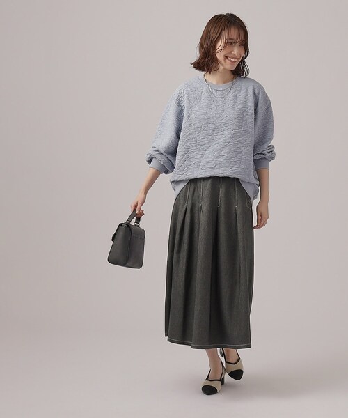 SHOO・LA・RUE（シューラルー）の「◆ぽこぽこルーズジャカードトップス（Tシャツ/カットソー・レディース・ライトブルー/オフホワイト/ネイビー/グリーン・00）」の15枚目の写真