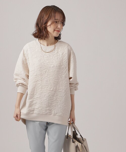 SHOO・LA・RUE（シューラルー）の「◆ぽこぽこルーズジャカードトップス（Tシャツ/カットソー・レディース・ライトブルー/オフホワイト/ネイビー/グリーン・00）」の17枚目の写真