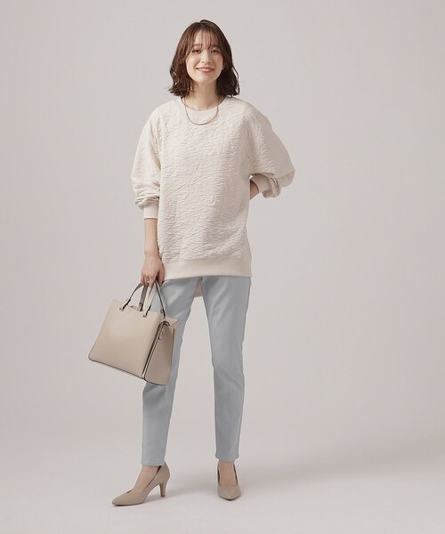 SHOO・LA・RUE（シューラルー）の「◆ぽこぽこルーズジャカードトップス（Tシャツ/カットソー・レディース・ライトブルー/オフホワイト/ネイビー/グリーン・00）」の19枚目の写真