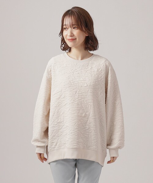 SHOO・LA・RUE（シューラルー）の「◆ぽこぽこルーズジャカードトップス（Tシャツ/カットソー・レディース・ライトブルー/オフホワイト/ネイビー/グリーン・00）」の21枚目の写真