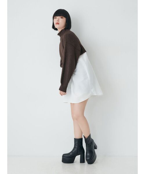 MURUA(ムルーア)の「スタンドネックニットドッキングワンピース(ワンピース・レディース・ブラウン・FREE)」の6枚目の写真