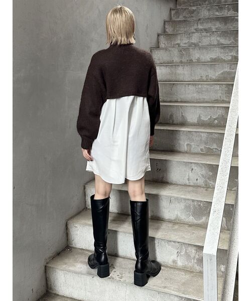 MURUA(ムルーア)の「スタンドネックニットドッキングワンピース(ワンピース・レディース・ブラウン・FREE)」の16枚目の写真