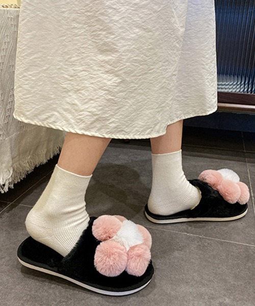 Miniministore(ミニミニストア)の「ファースリッパ 可愛い ルームシューズ(サンダル・レディース・ブラック/ブルーグレー/アイボリー/イエロー/ピンク・S/M/L)」の13枚目の写真
