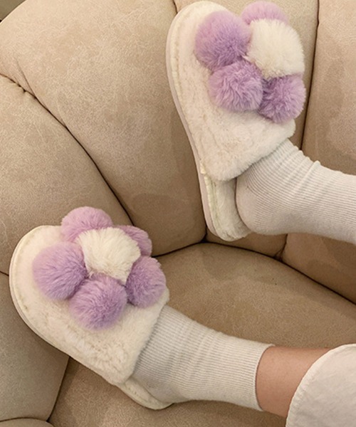 Miniministore(ミニミニストア)の「ファースリッパ 可愛い ルームシューズ(サンダル・レディース・ブラック/ブルーグレー/アイボリー/イエロー/ピンク・S/M/L)」の17枚目の写真