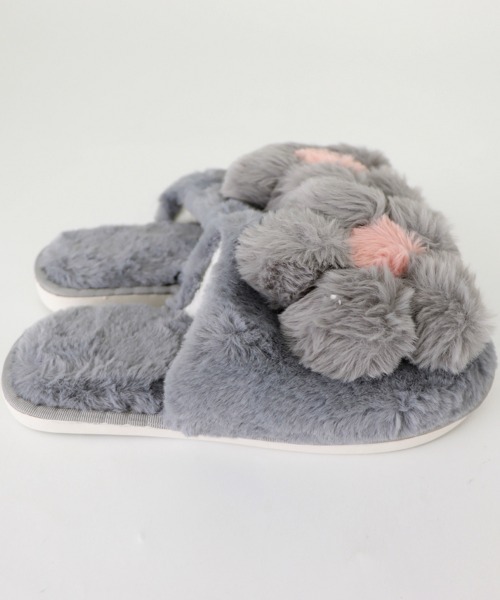 Miniministore(ミニミニストア)の「ファースリッパ 可愛い ルームシューズ(サンダル・レディース・ブラック/ブルーグレー/アイボリー/イエロー/ピンク・S/M/L)」の21枚目の写真