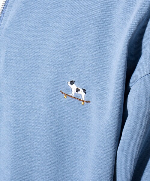 GLOSTER（グロスター）の「【GLOSTER/グロスター】フレンチブルドッグ刺繍 ハーフジップ スウェットポロ（ポロシャツ・メンズ・グレイッシュブルー/ライトグレー/ネイビー・M/L/S）」の11枚目の写真