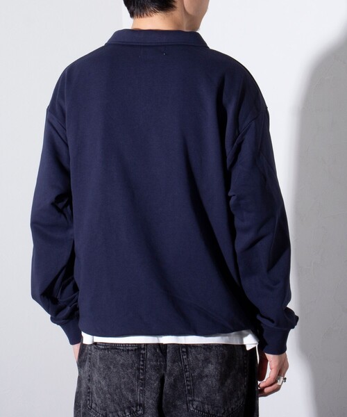 GLOSTER（グロスター）の「【GLOSTER/グロスター】フレンチブルドッグ刺繍 ハーフジップ スウェットポロ（ポロシャツ・メンズ・グレイッシュブルー/ライトグレー/ネイビー・M/L/S）」の20枚目の写真