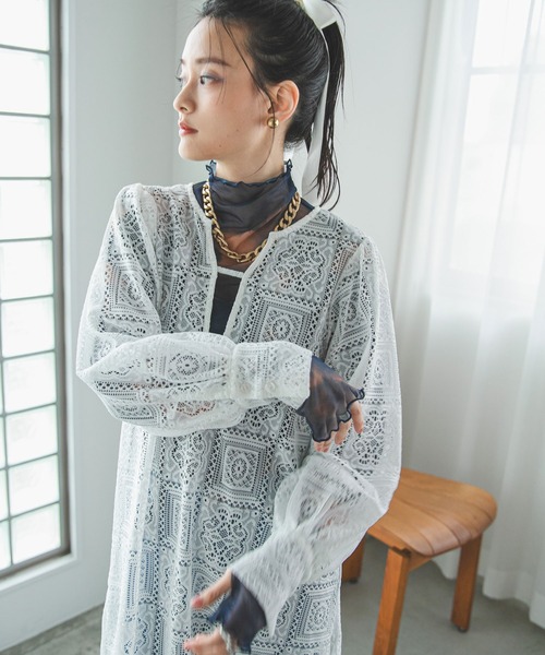 bohmal（ボマール）の「クロシェレースボリュームスリーブロングワンピース（ワンピース・レディース・ホワイト/ブラック・MEDIUM）」の21枚目の写真
