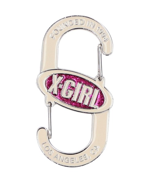 X-girl（エックスガール）の「OVAL LOGO CARABINER（キーケース/キーアクセサリー・レディース・ブラック/ホワイト/ライトグリーン・ONE SIZE）」の2枚目の写真