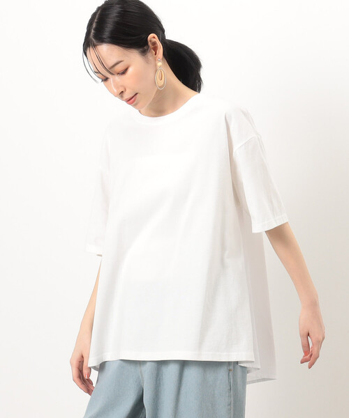 ONIGIRI(オニギリ)の「バックフレアTシャツ(Tシャツ/カットソー・レディース・チャコール/グリーン/ホワイト/イエロー/ネイビー・FREE)」の1枚目の写真
