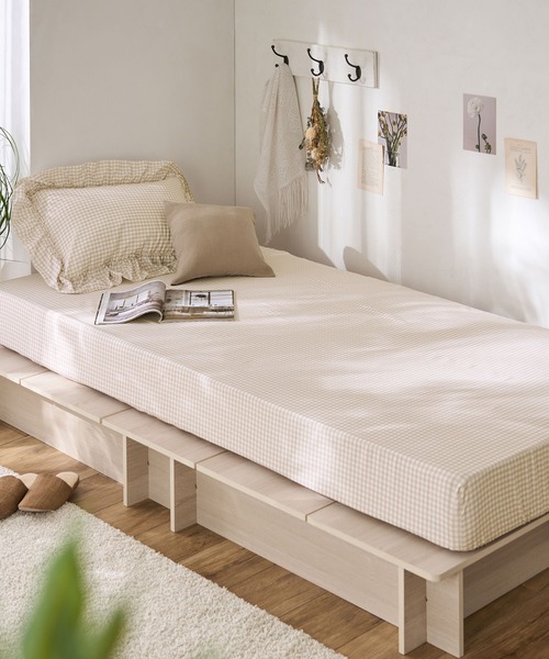 セール】フリル パイピング ボックスシーツ 寝具 / シングル（寝具