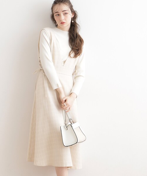 couture brooch（クチュールブローチ）の「◆【セットアップ可能】オトナなレースアップジャンスカ（ワンピース・レディース・ブラウン系その他/アイボリー系3・38/42）」の2枚目の写真