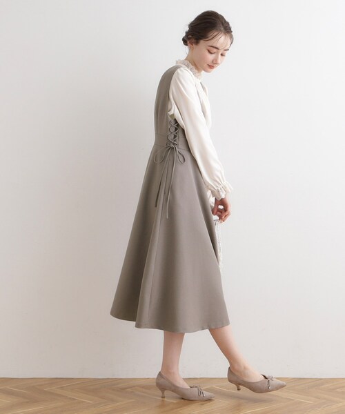 couture brooch（クチュールブローチ）の「◆【セットアップ可能】オトナなレースアップジャンスカ（ワンピース・レディース・ブラウン系その他/アイボリー系3・38/42）」の4枚目の写真