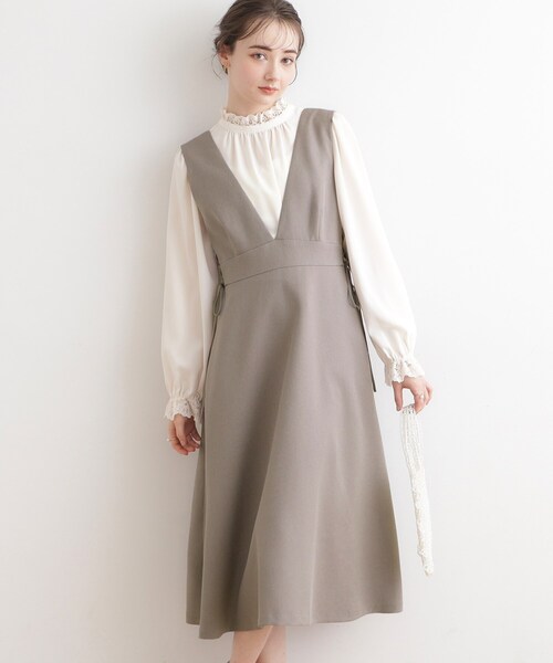 couture brooch（クチュールブローチ）の「◆【セットアップ可能】オトナなレースアップジャンスカ（ワンピース・レディース・ブラウン系その他/アイボリー系3・38/42）」の7枚目の写真