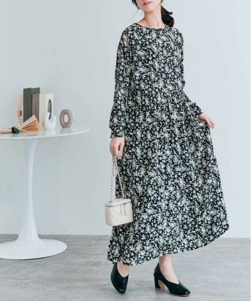 kirakiraShop(キラキラショップ)の「3way 花柄 シフォン ワンピース(ワンピース・レディース・ブラック/アイボリー/ベージュ系・M/L)」の9枚目の写真