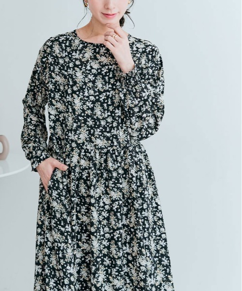 kirakiraShop(キラキラショップ)の「3way 花柄 シフォン ワンピース(ワンピース・レディース・ブラック/アイボリー/ベージュ系・M/L)」の10枚目の写真