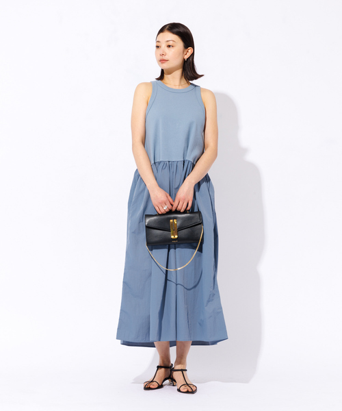 Rouge vif（ルージュヴィフ）の「【一部店舗限定】ウエストギャザー切替 アメスリ マキシワンピース（ワンピース・レディース・ブルー/ブラック・フリー）」の8枚目の写真
