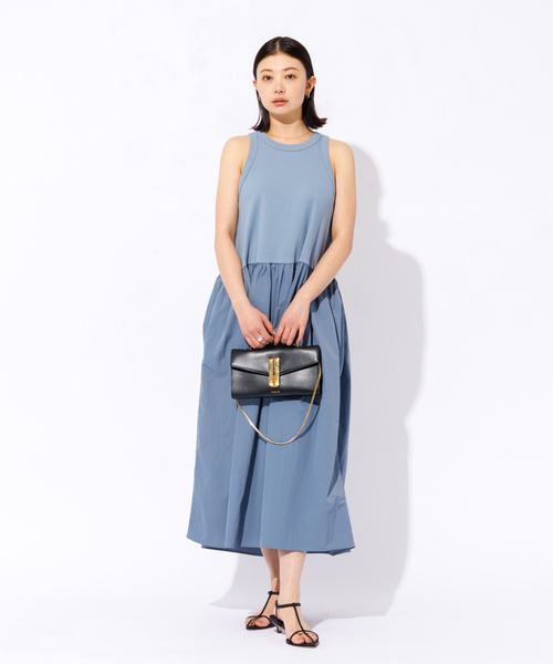 Rouge vif（ルージュヴィフ）の「【一部店舗限定】ウエストギャザー切替 アメスリ マキシワンピース（ワンピース・レディース・ブルー/ブラック・フリー）」の13枚目の写真