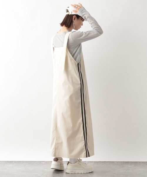 RAGEBLUE（レイジブルー）の「サイドライン/トラックシャーリングジャンスカ（ジャンパースカート・レディース・ホワイト/ライトブルー/ブラック・FREE）」の8枚目の写真